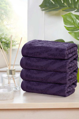 Rapport Home Safari Pure Cotton Face Cloth Towels Set Of 4 (Purple) - image 1