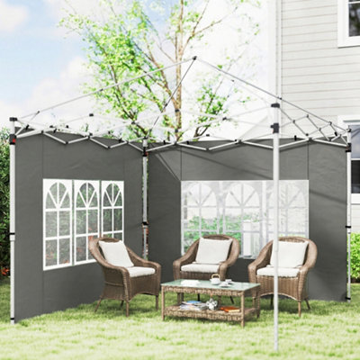 Outsunny Gazebo Side Panels For 3X3(M) Or 3X4M Pop Up Gazebo, Dark Grey - image 1