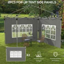 Outsunny Gazebo Side Panels For 3X3(M) Or 3X4M Pop Up Gazebo, Dark Grey - thumbnail 4