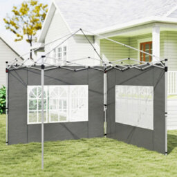 Outsunny Gazebo Side Panels For 3X3(M) Or 3X4M Pop Up Gazebo, Dark Grey - thumbnail 7