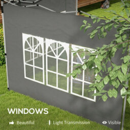Outsunny Gazebo Side Panels For 3X3(M) Or 3X4M Pop Up Gazebo, Dark Grey - thumbnail 6