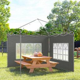 Outsunny Gazebo Side Panels For 3X3(M) Or 3X4M Pop Up Gazebo, Dark Grey - thumbnail 8