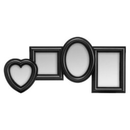 Orsina Luxe 4 Photo Black Plastic Photo Frame,multi-Frame For Wall Decor,unique 4 Distinct Layouts Poster Frame