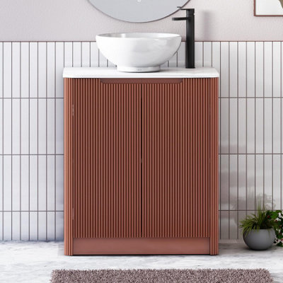 Royal Bathrooms Avenza 600mm Terracotta Clay Floor Standing Bathroom Vanity Unit 2 Door With Breeze Basin - image 1