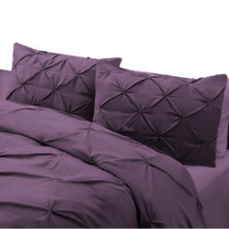 TheWhiteWater Limited Pintuck Duvet Cover Set + Matching Pillowcases With Bedsheet - 3In1 Hotel Style Bedding Set - Purple Plump - thumbnail 5