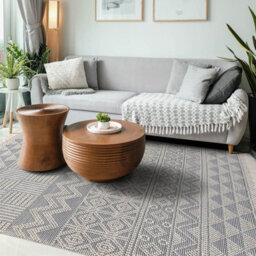 Ivory Kilim Geometric Luxurious Modern Wool Moroccan Wool Hand Made Rug For Dining Room Bedroom & Living Room-200Cm X 280Cm - thumbnail 2