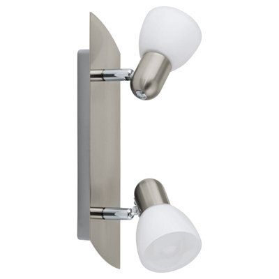 Wall 2 Spot Light Colour Satin Nickel Shade White Satin Glass Bulb E14 2X40W - image 1