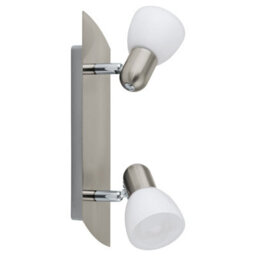 Wall 2 Spot Light Colour Satin Nickel Shade White Satin Glass Bulb E14 2X40W