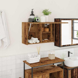 Walplus Bathroom Wall Cabinet Old Wood 60X25X40 Cm Engineered Wood - thumbnail 1