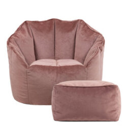 icon Sirena Scallop Chair Bean Bag And Footstool Pink Velvet Bean Bags - thumbnail 4