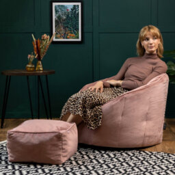 icon Sirena Scallop Chair Bean Bag And Footstool Pink Velvet Bean Bags - thumbnail 2
