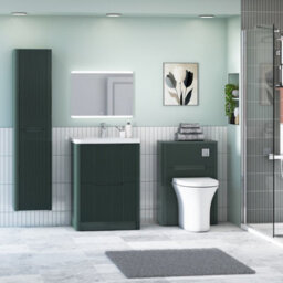 Royal Bathrooms Avenza 600mm Fluted Floor Standing Vanity Unit Deep Moss Green 2 Drawer Storage Cabinet With Ceramic Basin - thumbnail 4