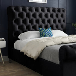 Venezia Sleigh Upholstered Soft Velvet Designer Bed Frame - thumbnail 3