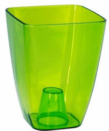 B2C Plant Orchid Pot Plastic  Gloss Oval Planter 12 Cm Green Transparent Square