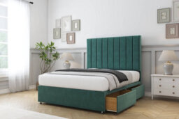 "Comfort Tokyo Emerald Plush Divan Bed Base 2 Drawers Same Side - 54"" Floor Standing  6' Super King"