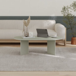 Decortie Sable Modern 119Cm Oval Coffee Table Scandi Japandi Style Floor Protectors Ash Green Living Room Centre Table - thumbnail 5