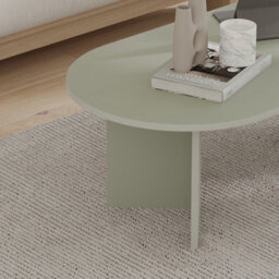 Decortie Sable Modern 119Cm Oval Coffee Table Scandi Japandi Style Floor Protectors Ash Green Living Room Centre Table - thumbnail 4