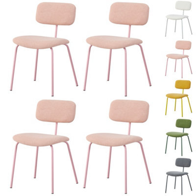 Mof Modern Upholstered Dining Chairs Set Of 4 Fabric Padded Seat With Metal Legs (Pink X4) - image 1