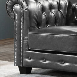 Furniture Instore Chesterfield Grey Leather Antique Armchair - thumbnail 4