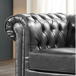 Furniture Instore Chesterfield Grey Leather Antique Armchair - thumbnail 5