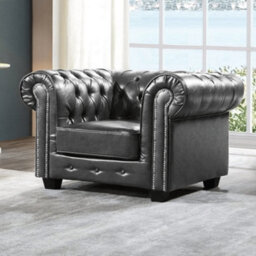 Furniture Instore Chesterfield Grey Leather Antique Armchair - thumbnail 2