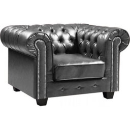 Furniture Instore Chesterfield Grey Leather Antique Armchair - thumbnail 1