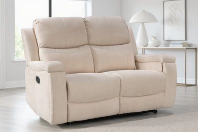 2 Seater Manual Recliner Sofa In Beige Fabric - image 1