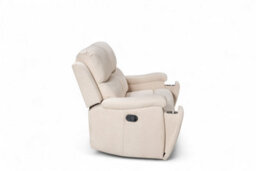 2 Seater Manual Recliner Sofa In Beige Fabric - thumbnail 6