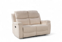 2 Seater Manual Recliner Sofa In Beige Fabric - thumbnail 5