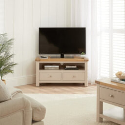 The Furniture Market Marbury Putty Grey Painted Corner Tv Unit Stand Up To 50 Widescreen Tv Size - thumbnail 2