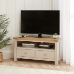 The Furniture Market Marbury Putty Grey Painted Corner Tv Unit Stand Up To 50 Widescreen Tv Size