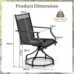 Patio Rotating Dining Chairs Set Of 2 Patio Chairs Outdoor Bistro Chairs - thumbnail 2