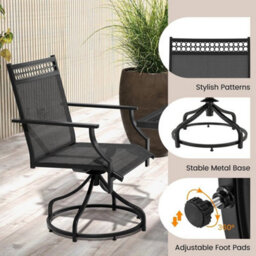 Patio Rotating Dining Chairs Set Of 2 Patio Chairs Outdoor Bistro Chairs - thumbnail 6