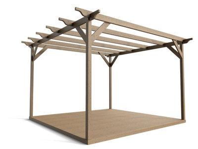 Arbor Garden Solutions Timber Pergola And Decking Complete Diy Kit, Sculpted Design (4.2M X 4.2M, Rustic Brown Finish) - image 1