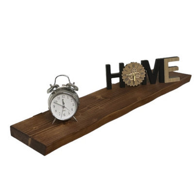 MKGT Rustic Live Edge Wall Shelf Ideal For Kitchen Room Deco(Tudor Oak, 120 Cm Long) - image 1