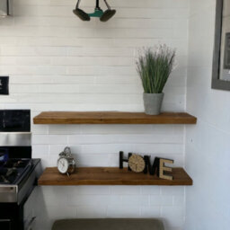 MKGT Rustic Live Edge Wall Shelf Ideal For Kitchen Room Deco(Tudor Oak, 120 Cm Long) - thumbnail 5