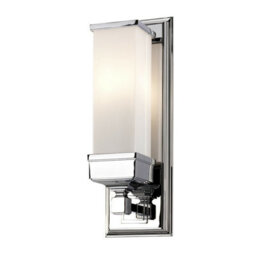 Stylish Ip44 Wall Light With Opaque Glass And Led Bulb - Polished Chrome Finish - thumbnail 1