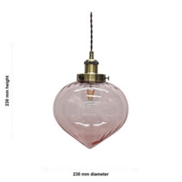 First Choice Lighting Layla - Pink Glass Easy Fit Pendant Shade With Antique Brass Detail - thumbnail 3
