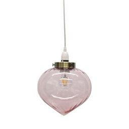 First Choice Lighting Layla - Pink Glass Easy Fit Pendant Shade With Antique Brass Detail - thumbnail 2