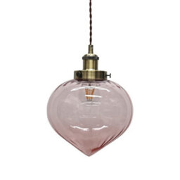 First Choice Lighting Layla - Pink Glass Easy Fit Pendant Shade With Antique Brass Detail - thumbnail 1