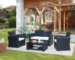 Home Detail 4-Seater Rattan Garden Bistro Set With Coffee Table, Black Rattan - thumbnail 2
