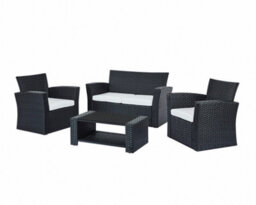 Home Detail 4-Seater Rattan Garden Bistro Set With Coffee Table, Black Rattan - thumbnail 3