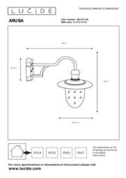 Lucide Aruba Outdoor Hanging Lantern Wall Light Black - thumbnail 5