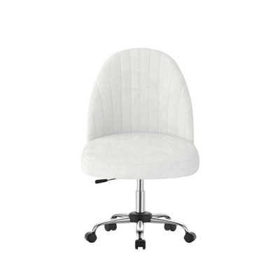 White Swivel Makeup Vanity Chair Adjustable Desk Chair For Bedroom Home Office - image 1