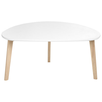 Beliani Small Coffee Table - White Laminated Mdf Top, Pine Wood Legs, Irregular Shape - image 1