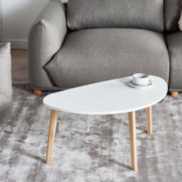 Beliani Small Coffee Table - White Laminated Mdf Top, Pine Wood Legs, Irregular Shape - thumbnail 2