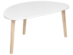 Beliani Small Coffee Table - White Laminated Mdf Top, Pine Wood Legs, Irregular Shape - thumbnail 3