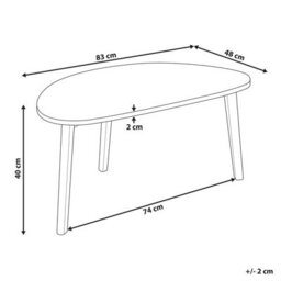 Beliani Small Coffee Table - White Laminated Mdf Top, Pine Wood Legs, Irregular Shape - thumbnail 4
