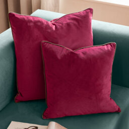 furn. Furn Meridian Velvet Feather Filled Cushion, Cranberry/mocha, 45 X 45Cm - thumbnail 5