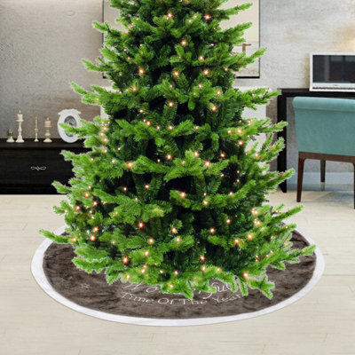 Neel Blue Velvet Christmas Tree Skirts Base Cover For Small Xmas Tree Base, Grey - image 1